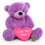 3.5 feet big purple teddy bear with pink I Love You Mom Heart
